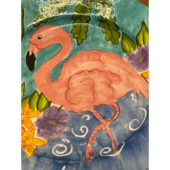 Hand-Painted Flamingo Ceramic Dinner‎ Plate By HausenWare - Picture 2 of 4